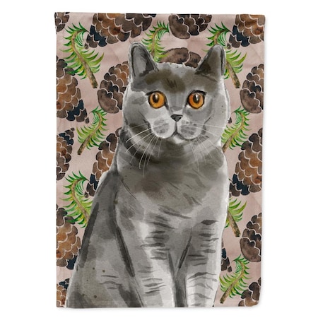 Carolines Treasures British Shorthair Pine Cones Flag Canvas House Size CK3093CHF